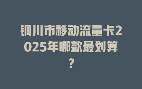 铜川市移动流量卡2025年哪款最划算？
