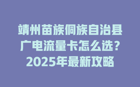 靖州苗族侗族自治县广电流量卡怎么选？2025年最新攻略