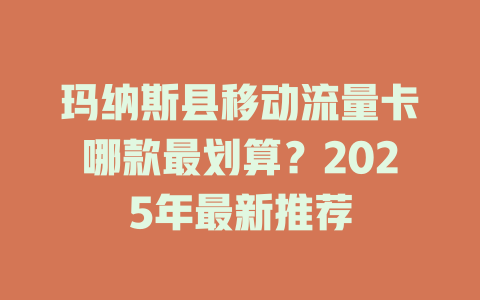 玛纳斯县移动流量卡哪款最划算？2025年最新推荐