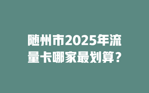 随州市2025年流量卡哪家最划算？