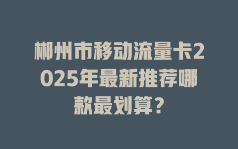 郴州市移动流量卡2025年最新推荐哪款最划算？