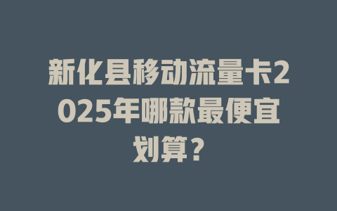 新化县移动流量卡2025年哪款最便宜划算？