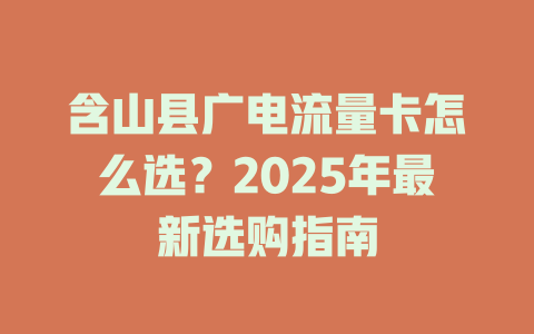 含山县广电流量卡怎么选？2025年最新选购指南