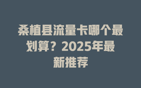 桑植县流量卡哪个最划算？2025年最新推荐