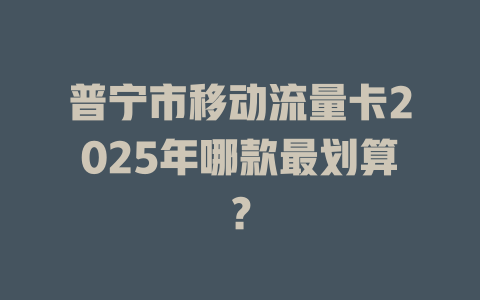 普宁市移动流量卡2025年哪款最划算？