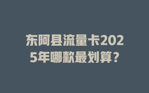 东阿县流量卡2025年哪款最划算？