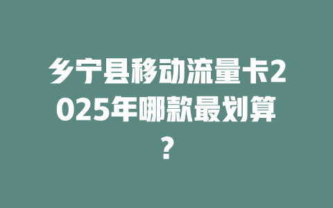 乡宁县移动流量卡2025年哪款最划算？