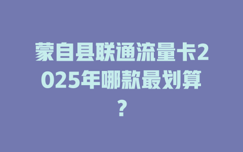 蒙自县联通流量卡2025年哪款最划算？