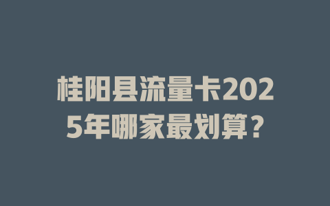 桂阳县流量卡2025年哪家最划算？