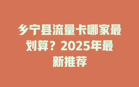 乡宁县流量卡哪家最划算？2025年最新推荐