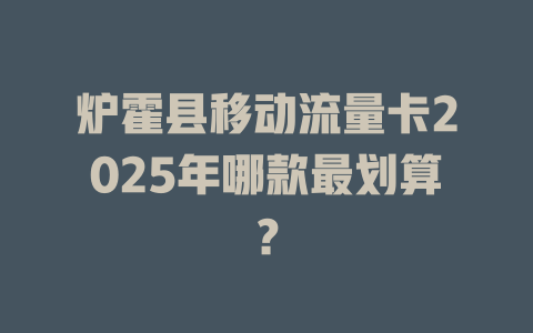 炉霍县移动流量卡2025年哪款最划算？
