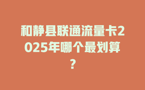 和静县联通流量卡2025年哪个最划算？