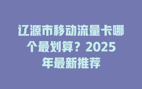 辽源市移动流量卡哪个最划算？2025年最新推荐
