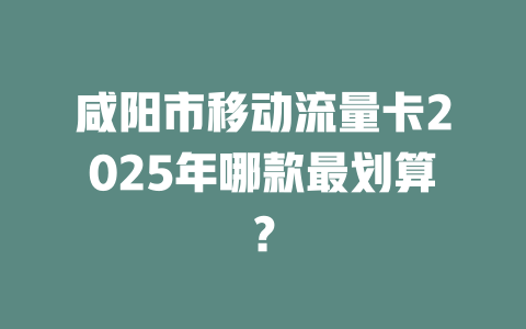 咸阳市移动流量卡2025年哪款最划算？