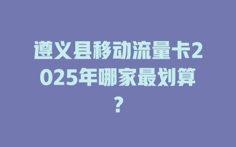 遵义县移动流量卡2025年哪家最划算？