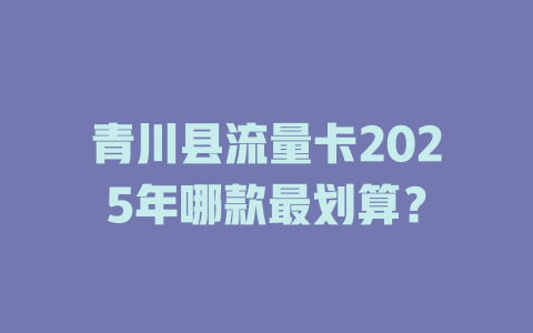 青川县流量卡2025年哪款最划算？