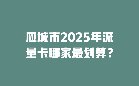 应城市2025年流量卡哪家最划算？