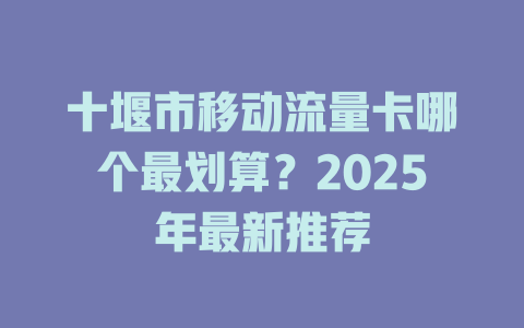 十堰市移动流量卡哪个最划算？2025年最新推荐