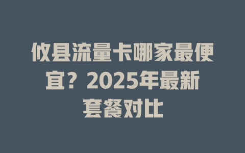 攸县流量卡哪家最便宜？2025年最新套餐对比