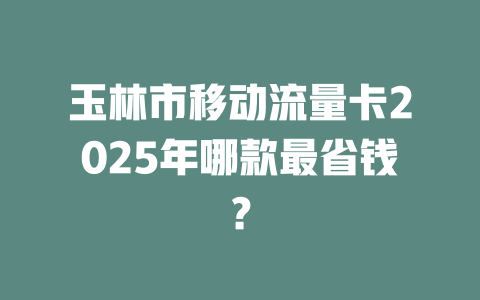 玉林市移动流量卡2025年哪款最省钱？