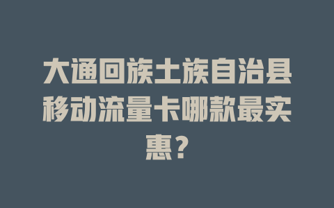 大通回族土族自治县移动流量卡哪款最实惠？