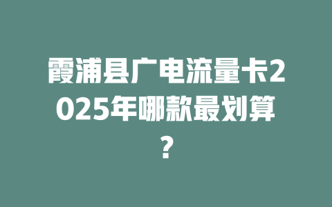 霞浦县广电流量卡2025年哪款最划算？