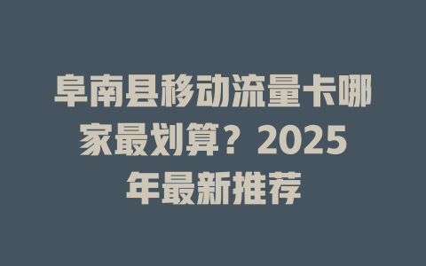 阜南县移动流量卡哪家最划算？2025年最新推荐