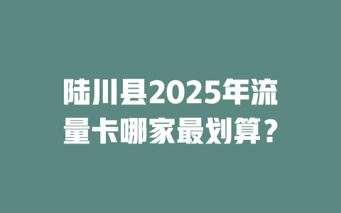 陆川县2025年流量卡哪家最划算？