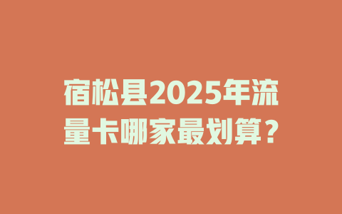 宿松县2025年流量卡哪家最划算？