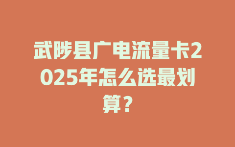 武陟县广电流量卡2025年怎么选最划算？