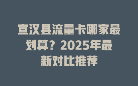 宣汉县流量卡哪家最划算？2025年最新对比推荐
