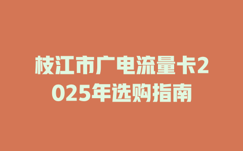 枝江市广电流量卡2025年选购指南