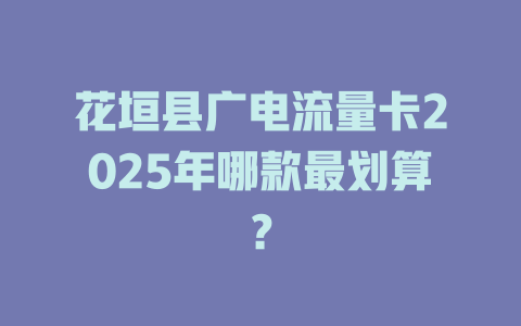 花垣县广电流量卡2025年哪款最划算？