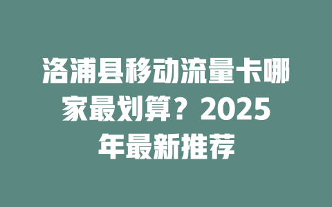 洛浦县移动流量卡哪家最划算？2025年最新推荐