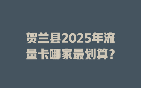 贺兰县2025年流量卡哪家最划算？