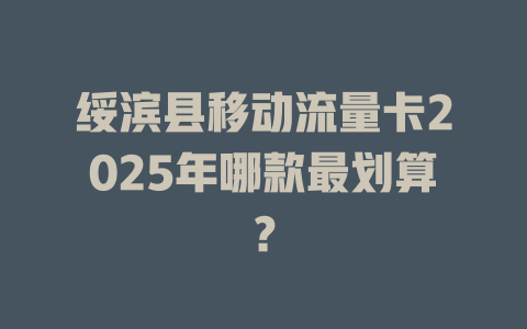绥滨县移动流量卡2025年哪款最划算？