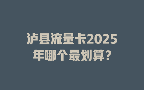 泸县流量卡2025年哪个最划算？