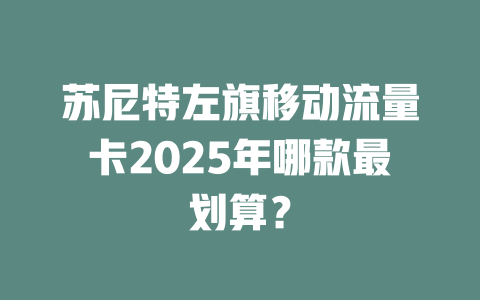 苏尼特左旗移动流量卡2025年哪款最划算？
