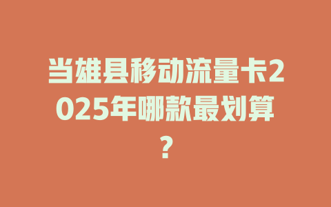 当雄县移动流量卡2025年哪款最划算？
