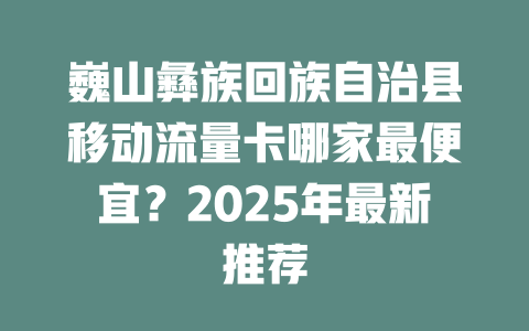 巍山彝族回族自治县移动流量卡哪家最便宜？2025年最新推荐