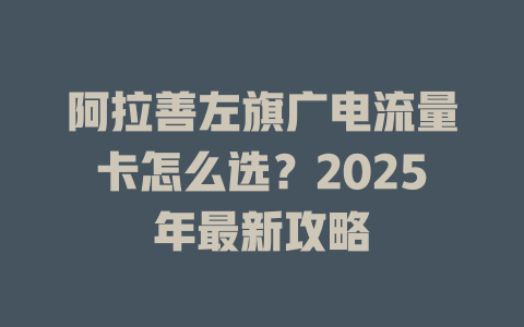 阿拉善左旗广电流量卡怎么选？2025年最新攻略