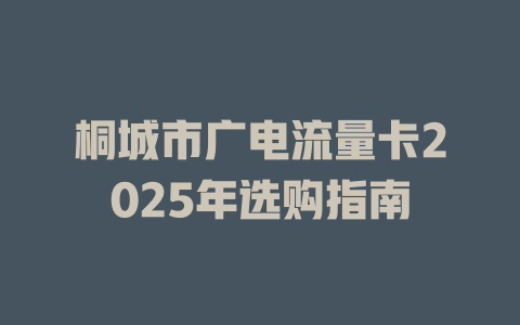 桐城市广电流量卡2025年选购指南