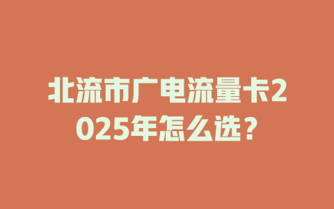 北流市广电流量卡2025年怎么选？