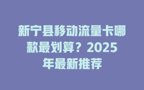 新宁县移动流量卡哪款最划算？2025年最新推荐