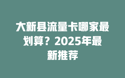 大新县流量卡哪家最划算？2025年最新推荐