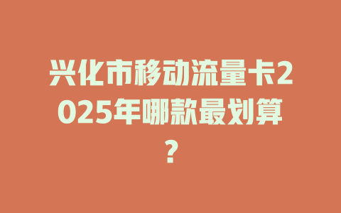 兴化市移动流量卡2025年哪款最划算？