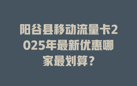 阳谷县移动流量卡2025年最新优惠哪家最划算？