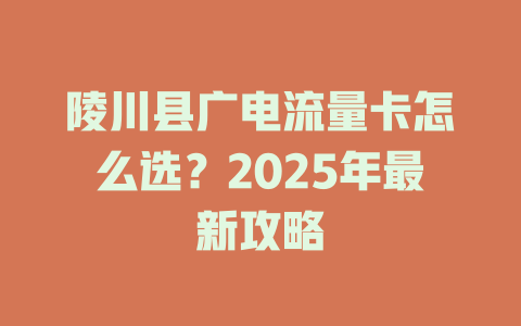 陵川县广电流量卡怎么选？2025年最新攻略
