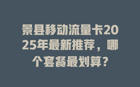 景县移动流量卡2025年最新推荐，哪个套餐最划算？