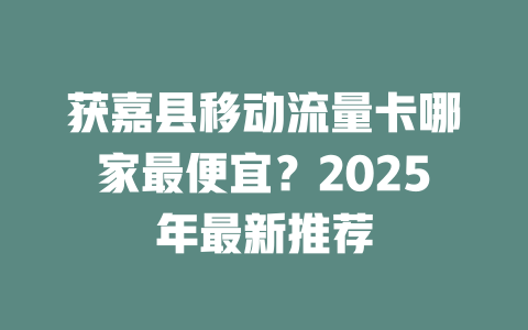 获嘉县移动流量卡哪家最便宜？2025年最新推荐